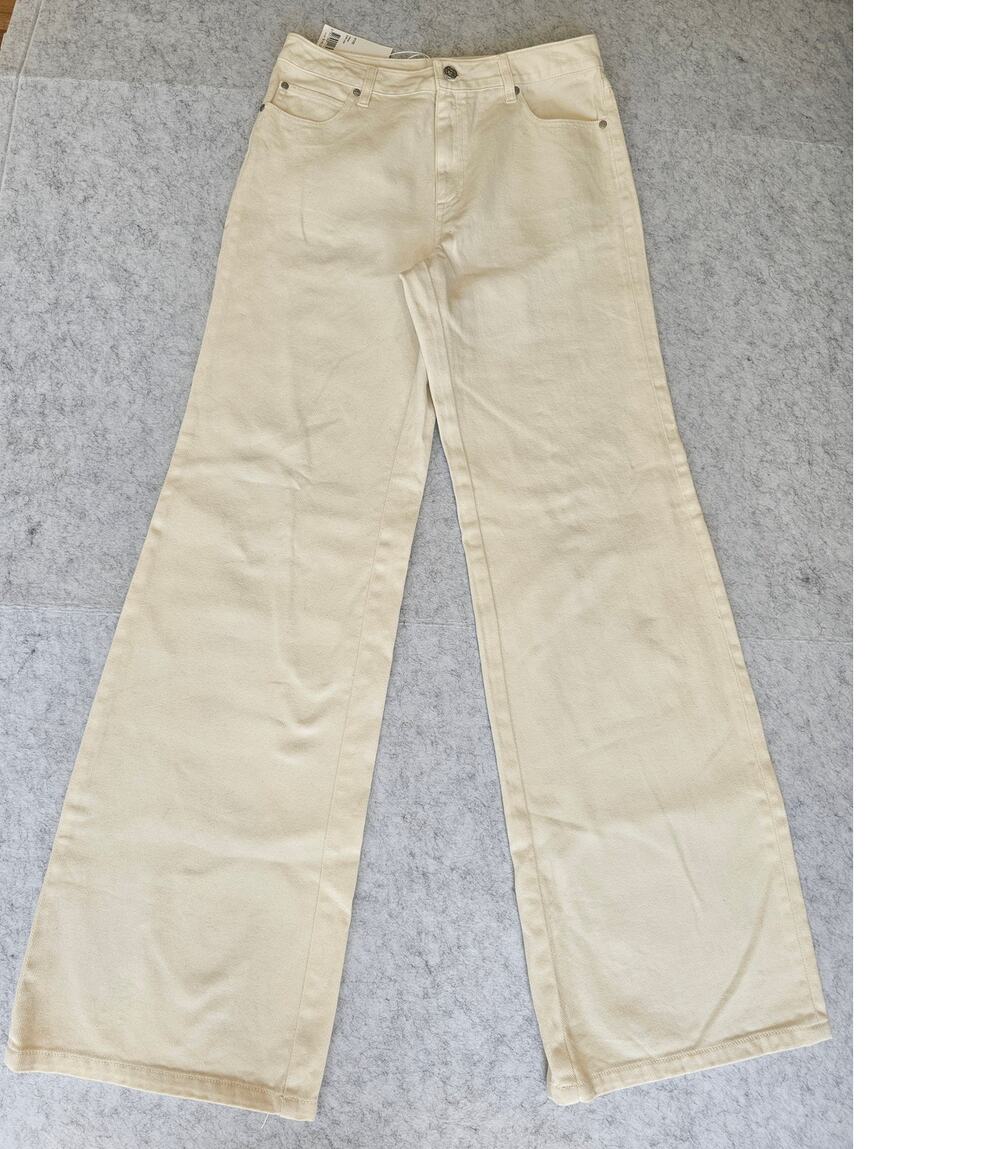KOOKAI Ezra Wide Leg Jeans Cream 100% Cotton Mid Rise Size 40 US Sz 8 New